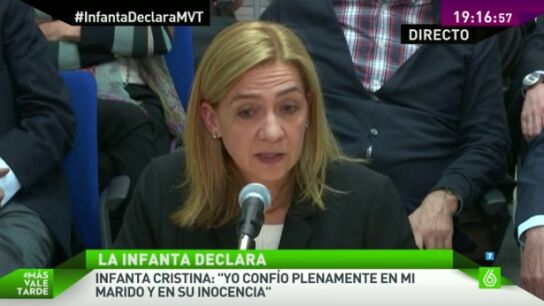 La infanta Cristina, en su declaraci&oacute;n