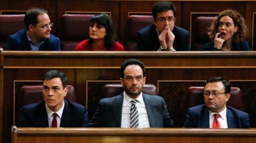 La bancada del PSOE en el Congreso de los Diputados
