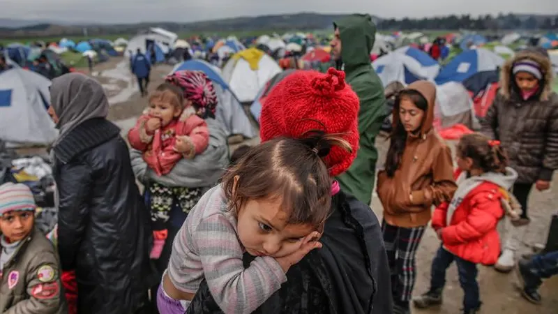 Refugiados en la frontera griega