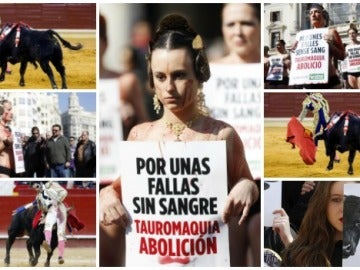 Taurinos y antitaurinos se enfrentan en las Fallas de Valencia Taurinos y antitaurinos se enfrentan en las Fallas de Valencia