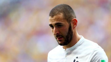 Benzema, en un partido de la selección francesa