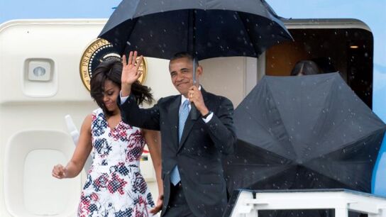 Obama a su llegada a EEUU