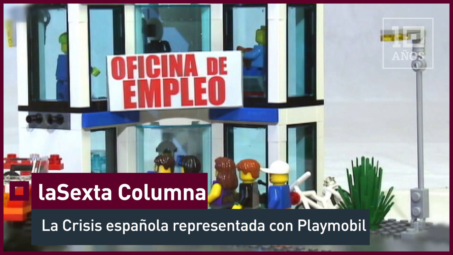 laSexta Columna lleva a cabo una recreaci&oacute;n de la crisis espa&ntilde;ola con juguetes de playmobil. Los despidos, el cierre de los negocios y la espiral del paro son los temas principales que se tratan en este v&iacute;deo.