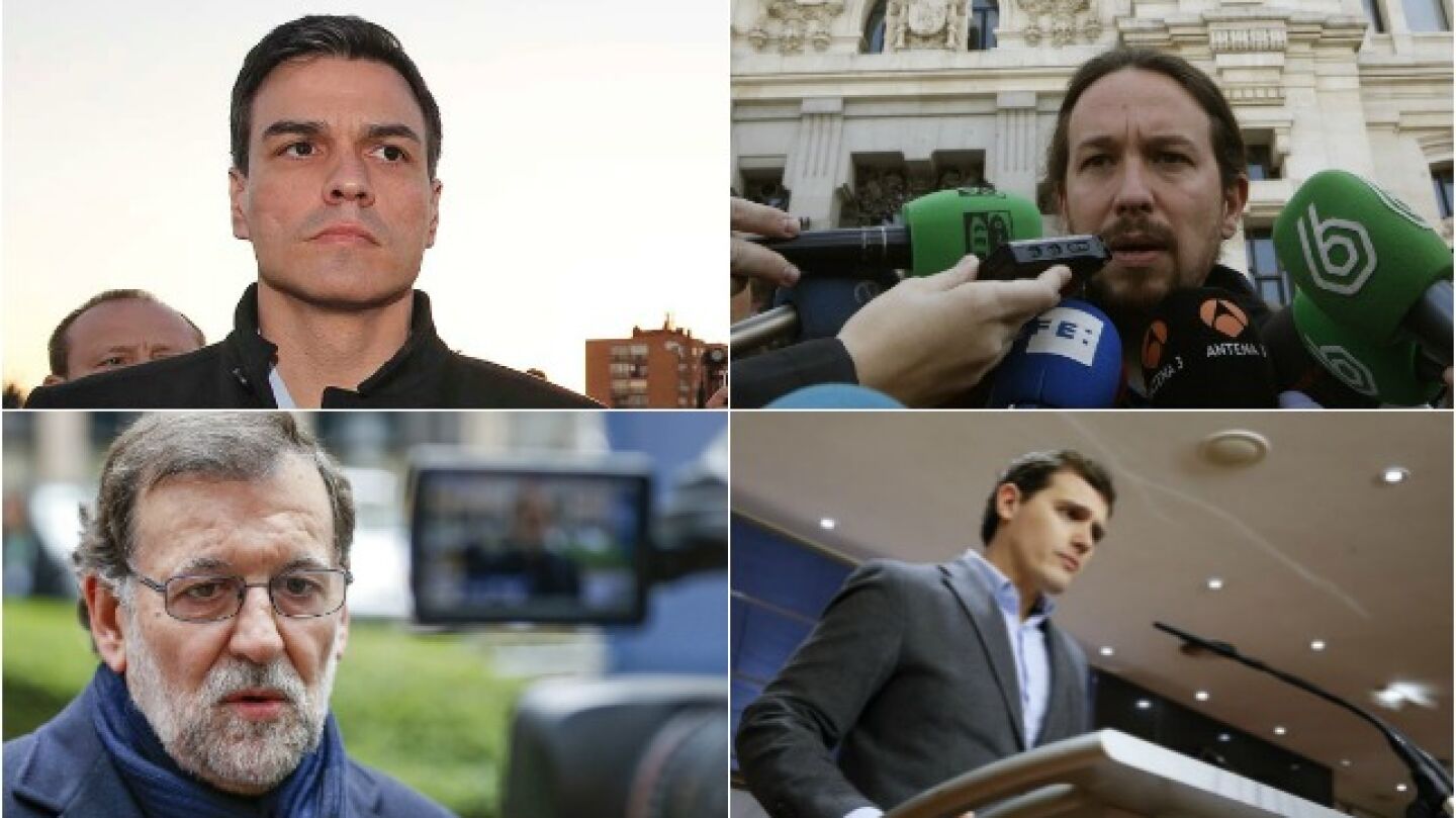 Pedro S&aacute;nchez, Pablo Iglesias, Mariano Rajoy y Albert Rivera