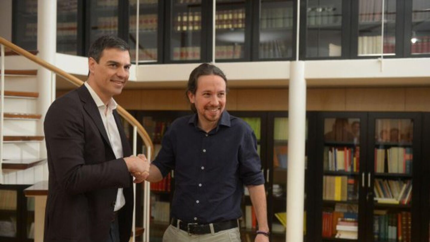 Pedro S&aacute;nchez y Pablo Iglesias durante su reuni&oacute;n