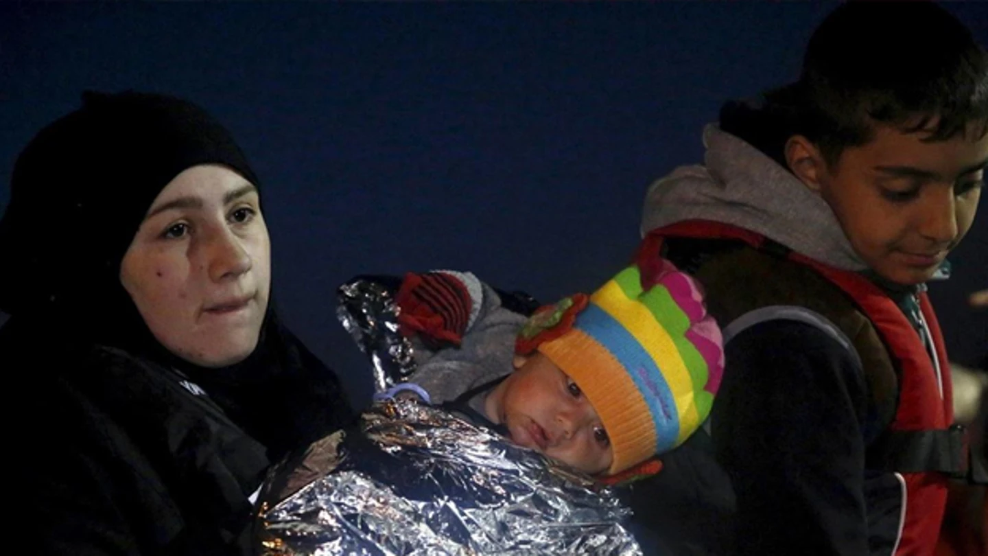 Imagen de varios de los niños en un campamento en Lesbos Imagen de varios de los niños en un campamento en Lesbos