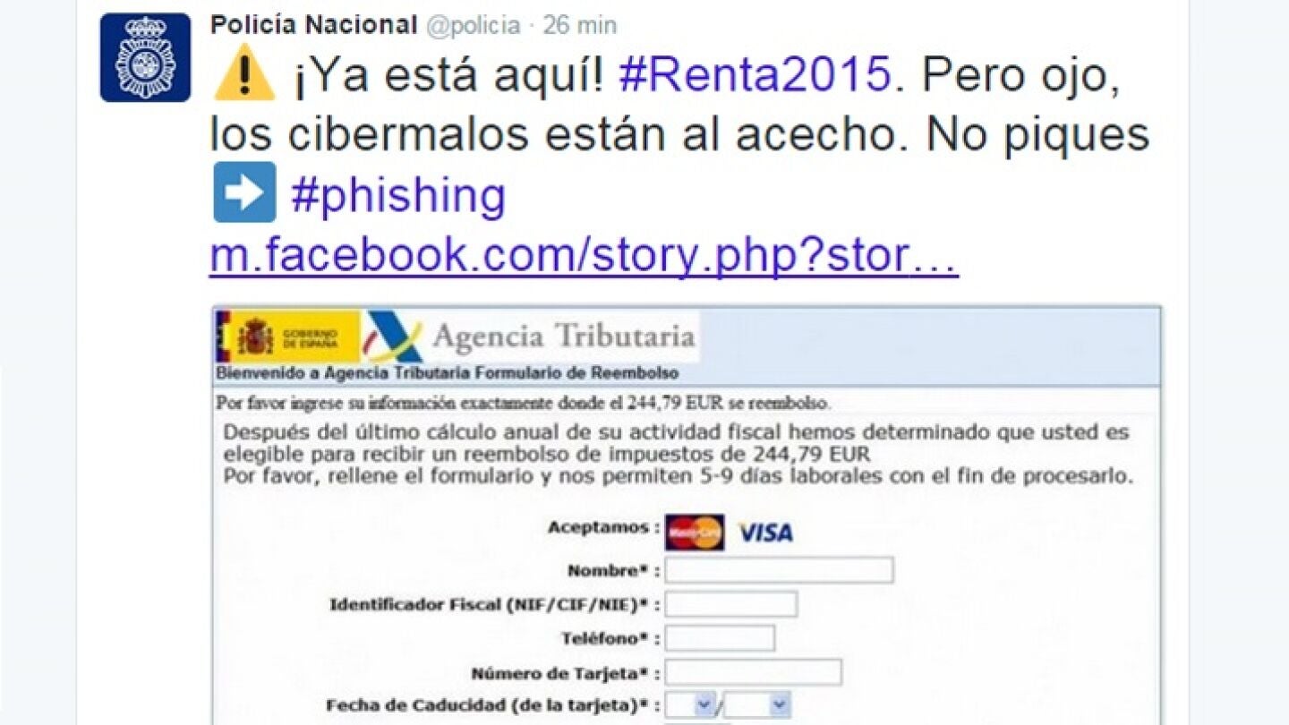 Imagen de la advertencia que ha hecho la Polic&iacute;a a trav&eacute;s de Facebook