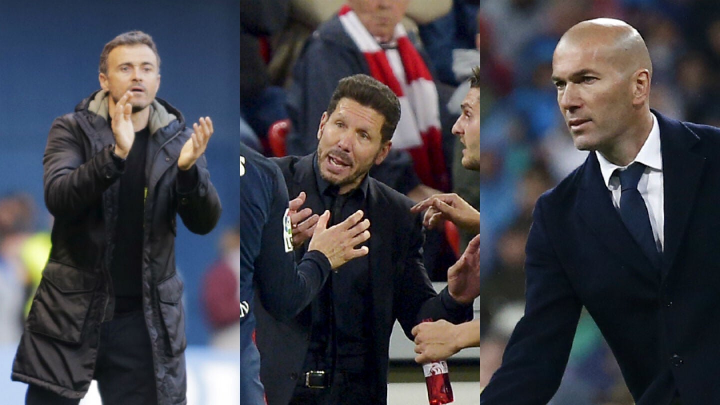 Luis Enrique, Simeone y Zidane, tres entrenadores y una Liga en juego