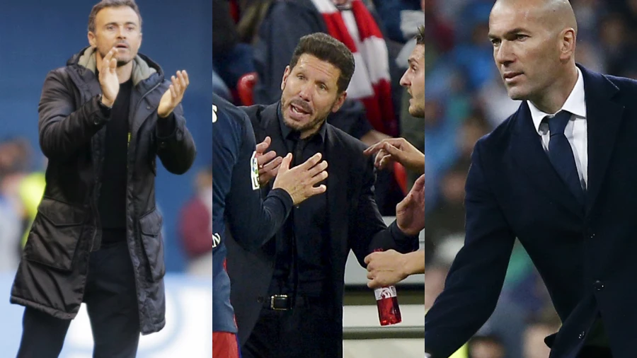 Luis Enrique, Simeone y Zidane, tres entrenadores y una Liga en juego