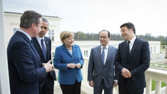 Merkel re&uacute;ne a Obama, Cameron, Hollande y Renzi 