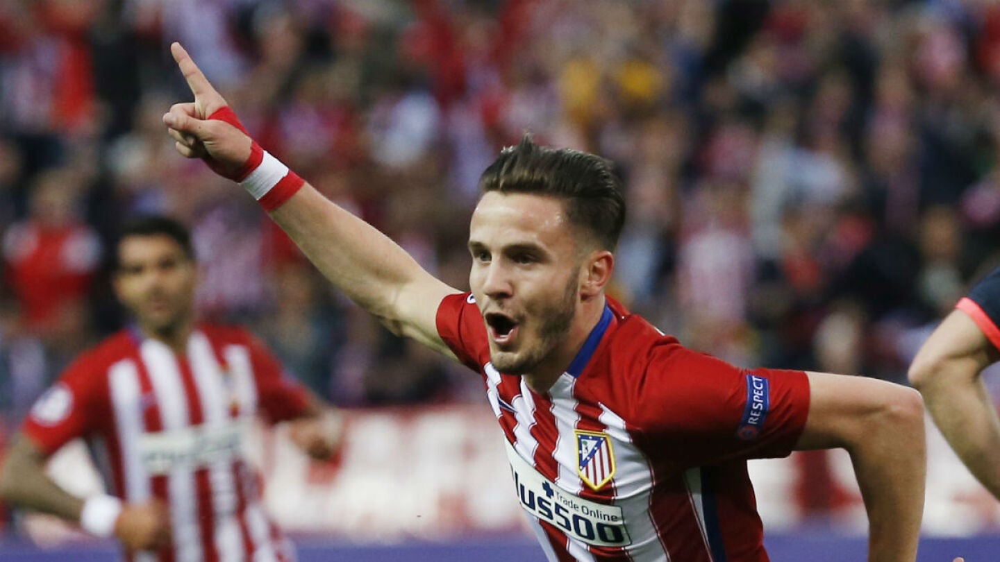 Sa&uacute;l celebrando su gol ante el Bayern