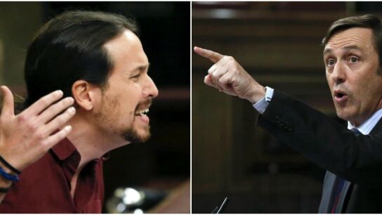 Pablo Iglesias y Rafael Hernando