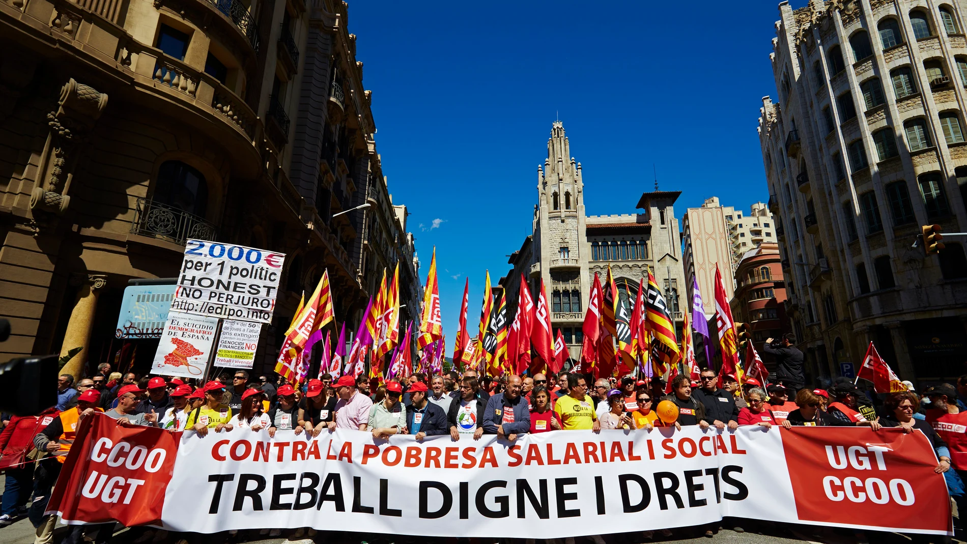 Manifestación por los derechos laborales en Barcelona
