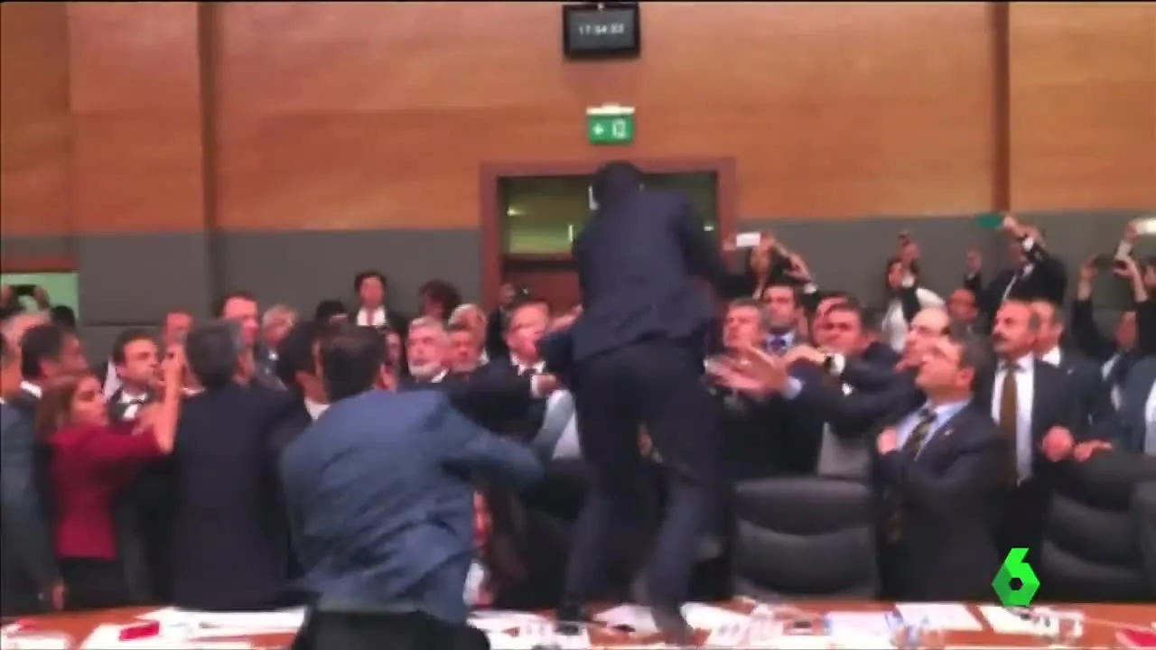 Pelea entre diputados turcos