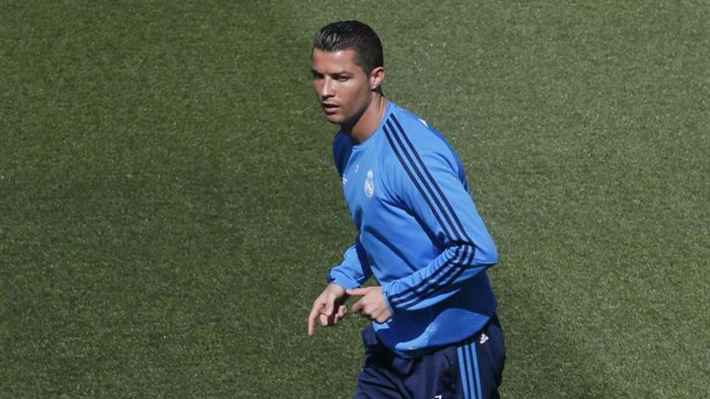 Cristiano Ronaldo, durante un entrenamiento con el Real Madrid