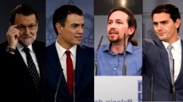 Los líderes del PP, PSOE, Podemos y Ciudadanos