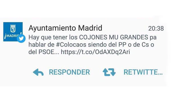 Tuit del Ayuntamiento de Madrid