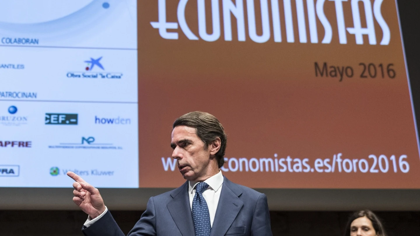 José María Aznar durante una conferencia José María Aznar durante una conferencia