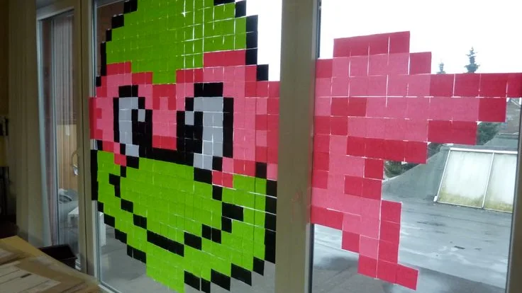 Imagen de una tortuga Ninja con 'post it'