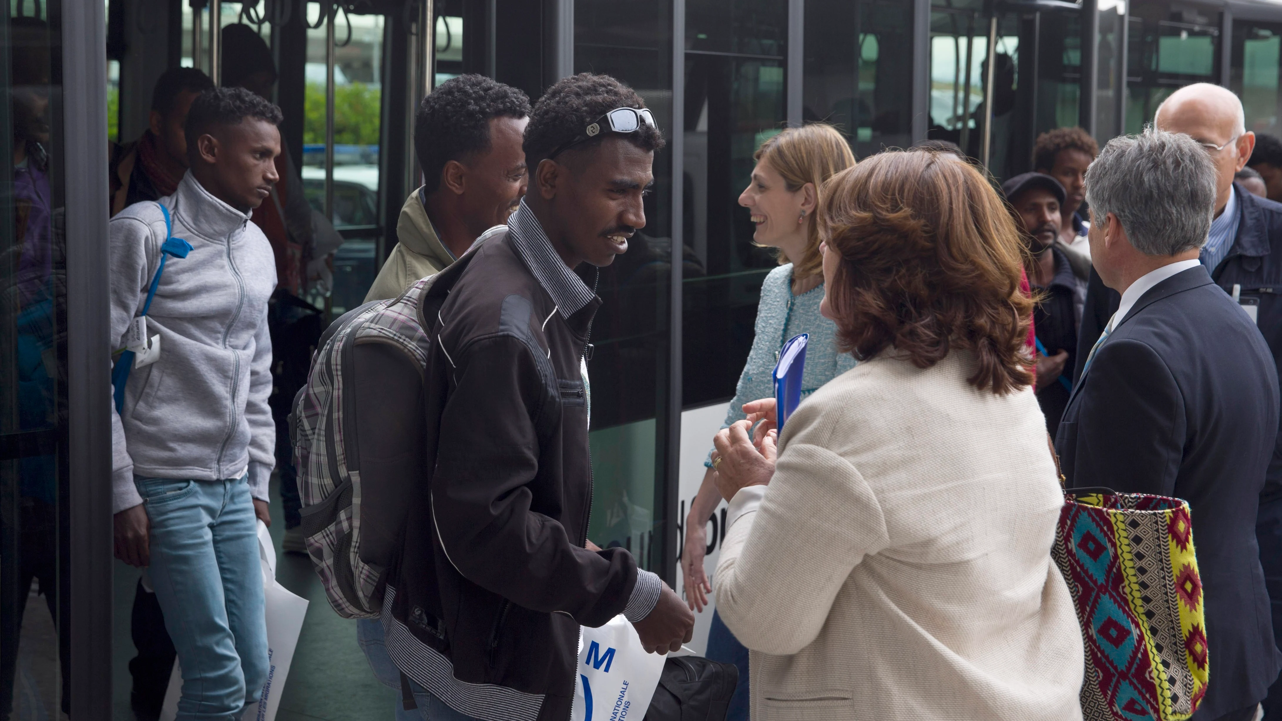 Refugiados procedentes de Italia, a su llegada a Espa&ntilde;a