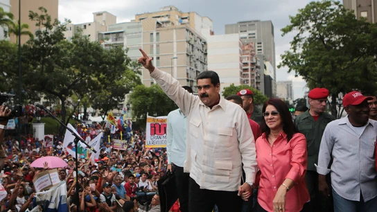 Nicolás Maduro, durante una manifestación a favor del régimen Nicolás Maduro, durante una manifestación a favor del régimen