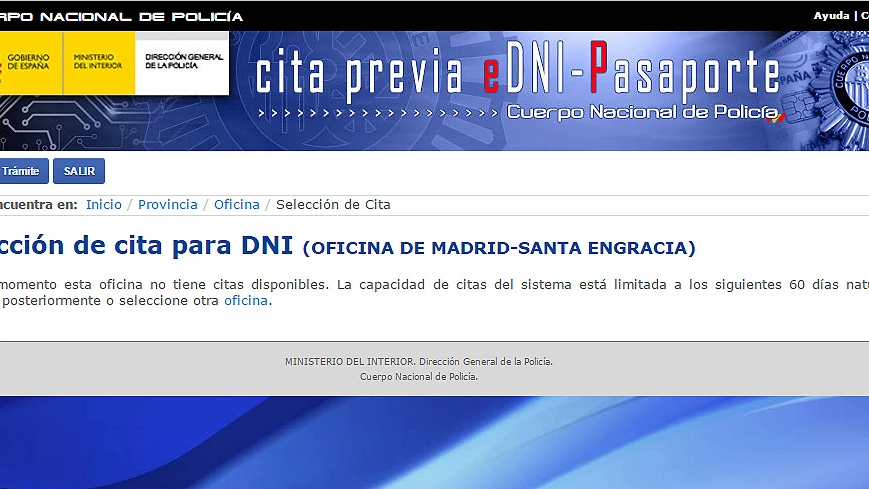 Colapso del sistema de citas previas del DNI