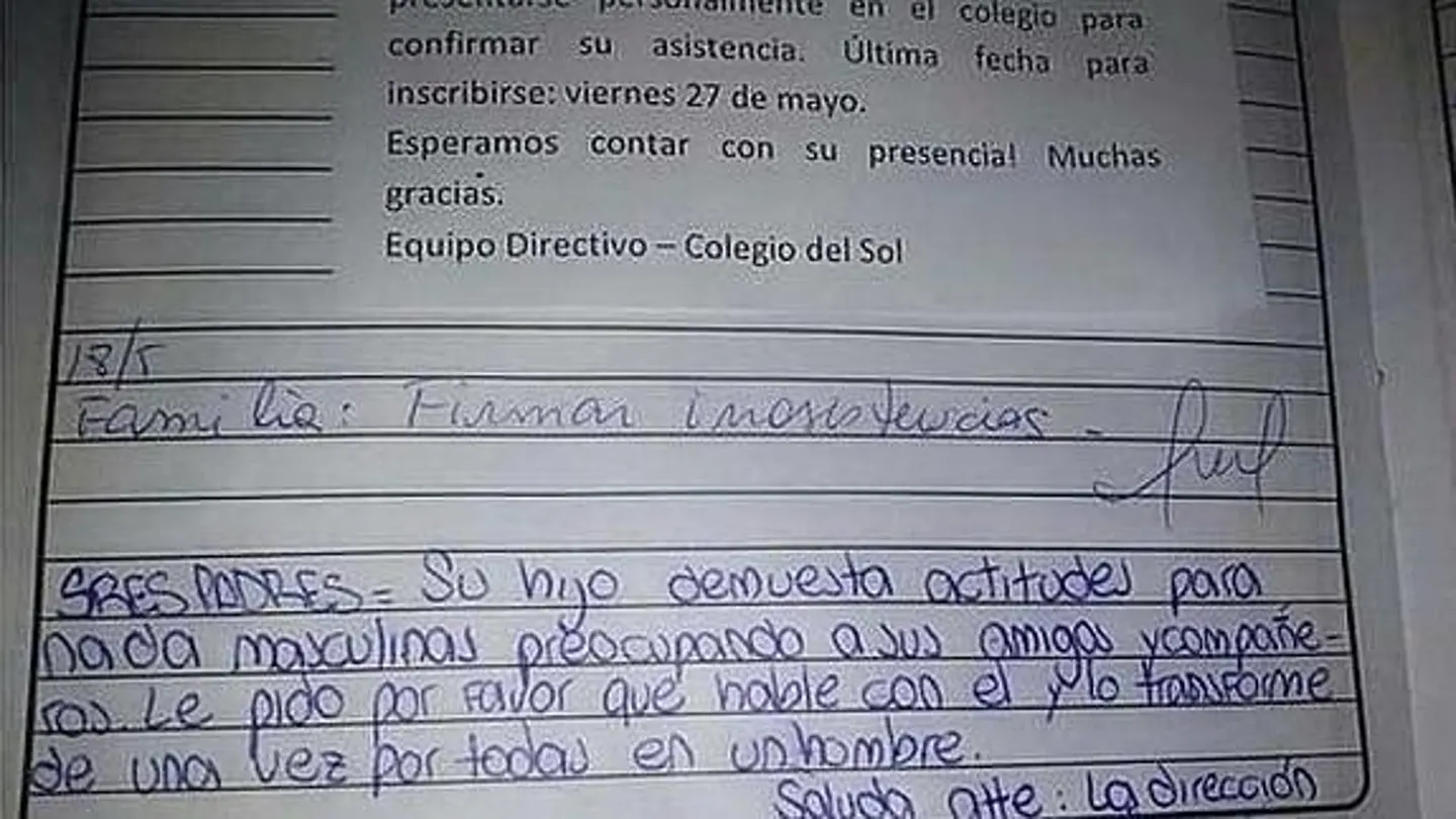 La carta de un colegio en Argentina a la familia de un alumno indigna al mundo La carta de un colegio en Argentina a la familia de un alumno indigna al mundo