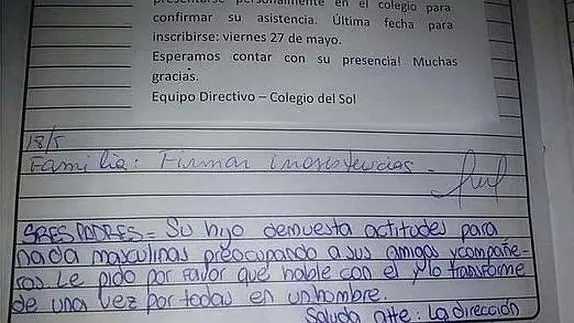 La carta de un colegio en Argentina a la familia de un alumno indigna al mundo