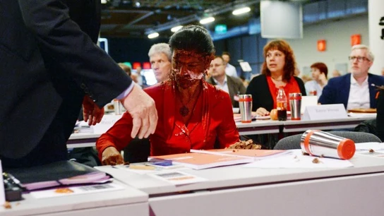 Una política alemana recibe un tartazo tras decir que el país no puede recibir más refugiados Una política alemana recibe un tartazo tras decir que el país no puede recibir más refugiados