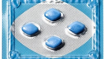 Píldoras azules de Viagra.