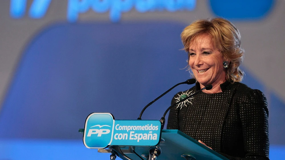 Esperanza Aguirre durante un acto electoral