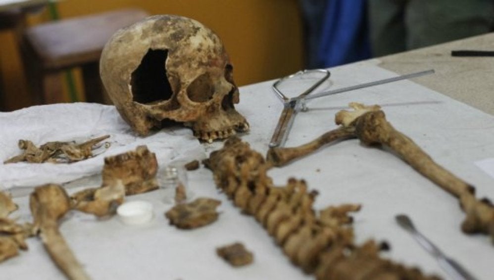 Restos óseos encontrados por trabajadores chilenos