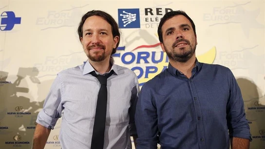 Pablo Iglesias y Alberto Garzón Pablo Iglesias y Alberto Garzón