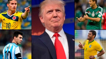 Donald Trump, rodeado de jugadores de la Copa América