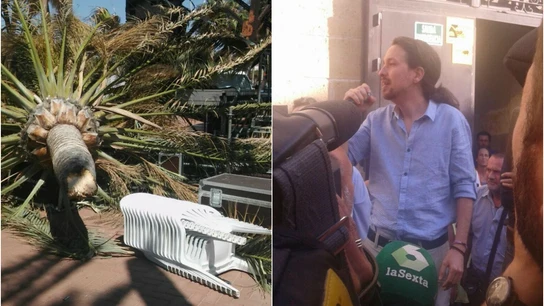 Así ha quedado el escenario que iba a usar Unidos Podemos en Almería Así ha quedado el escenario que iba a usar Unidos Podemos en Almería