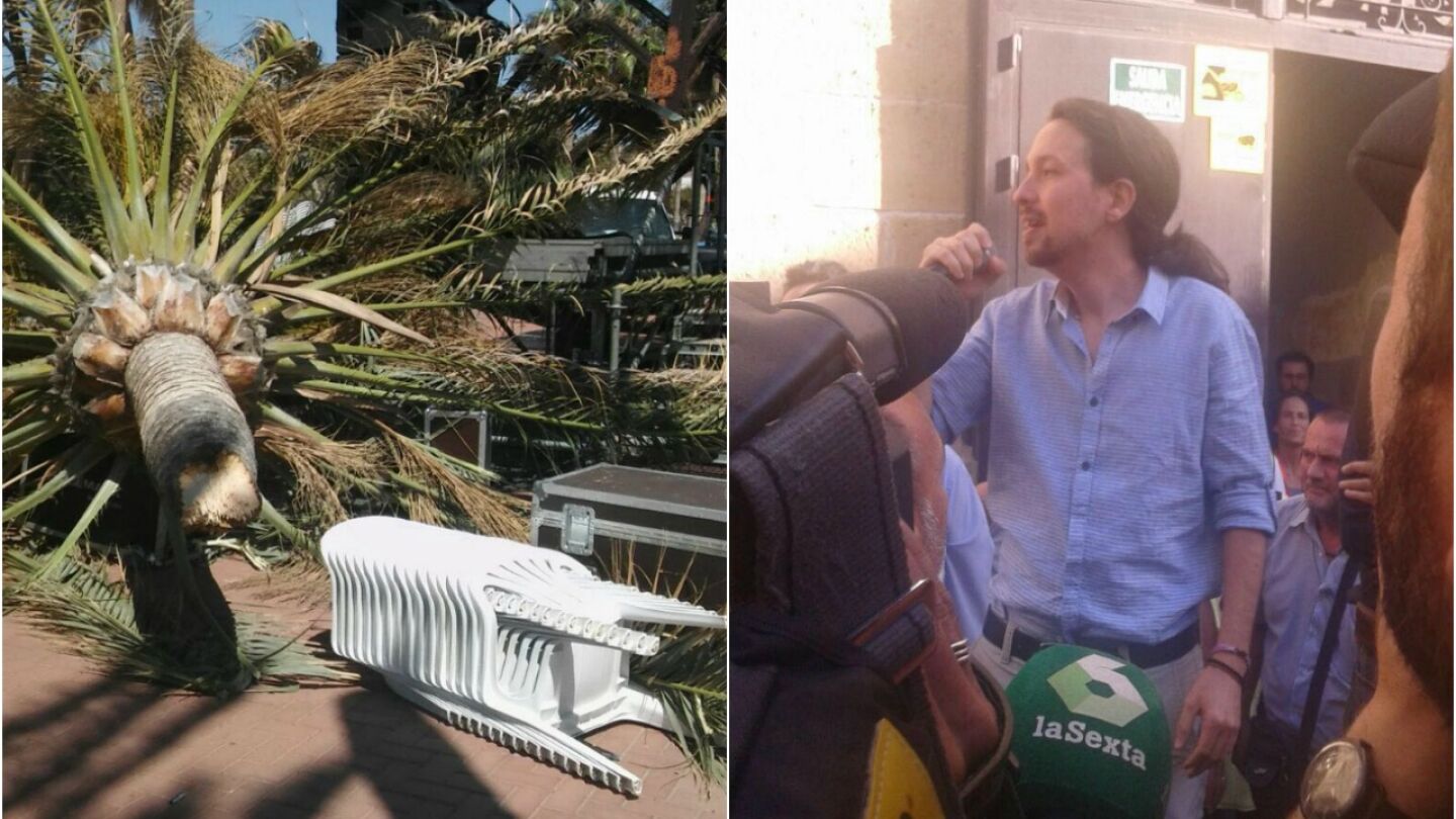 As&iacute; ha quedado el escenario que iba a usar Unidos Podemos en Almer&iacute;a