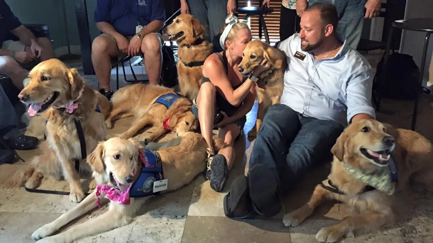 Varios perros ofrecen apoyo emocional a los familiares de las víctimas de Orlando Varios perros ofrecen apoyo emocional a los familiares de las víctimas de Orlando