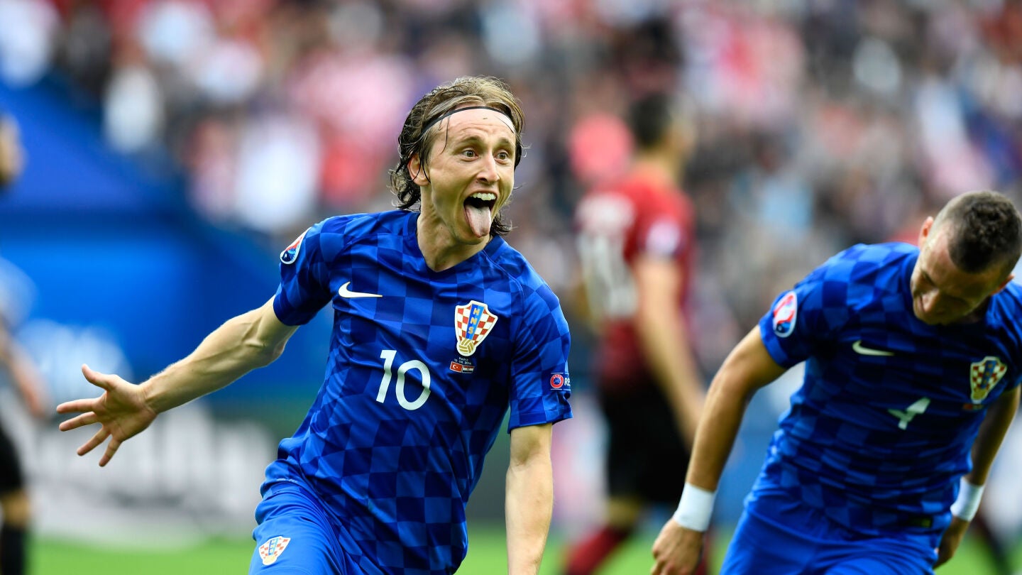 Luka Modric celebrando su gol ante Turqu&iacute;a