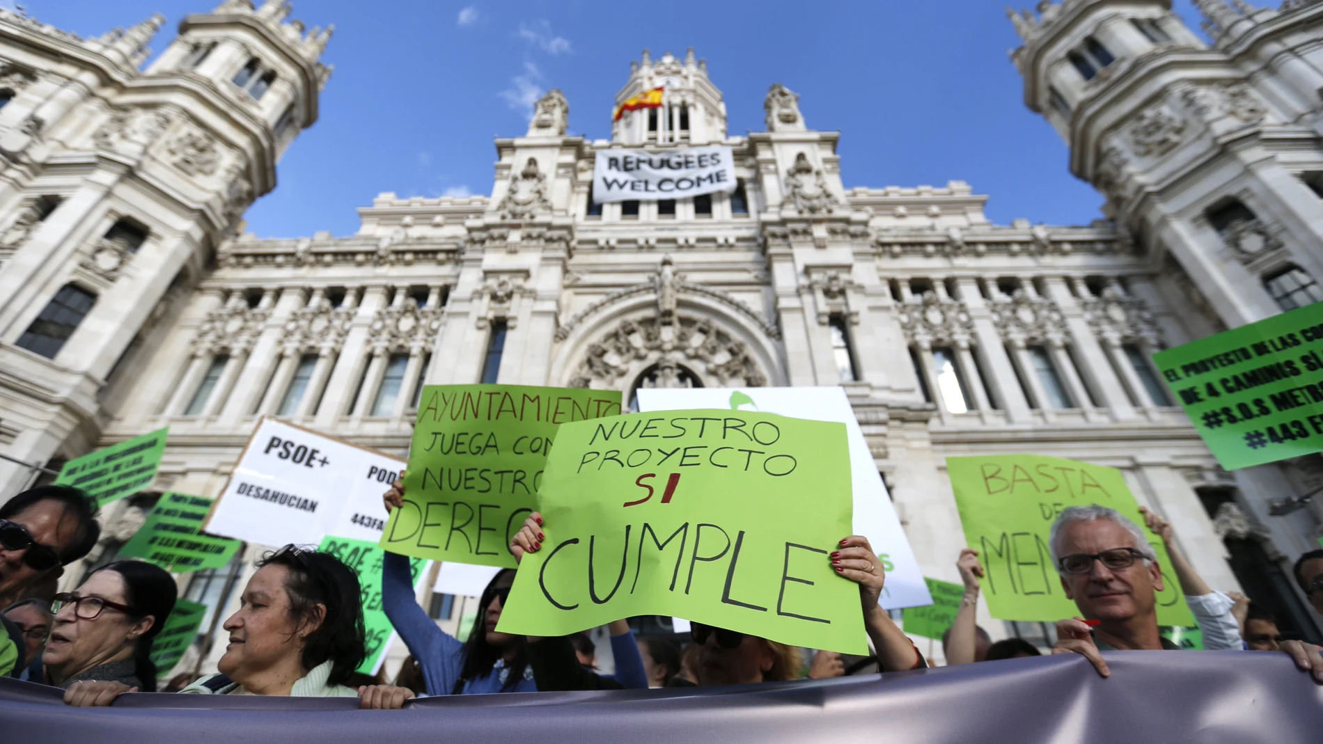 Protesta ante el Ayuntamiento de Madrid