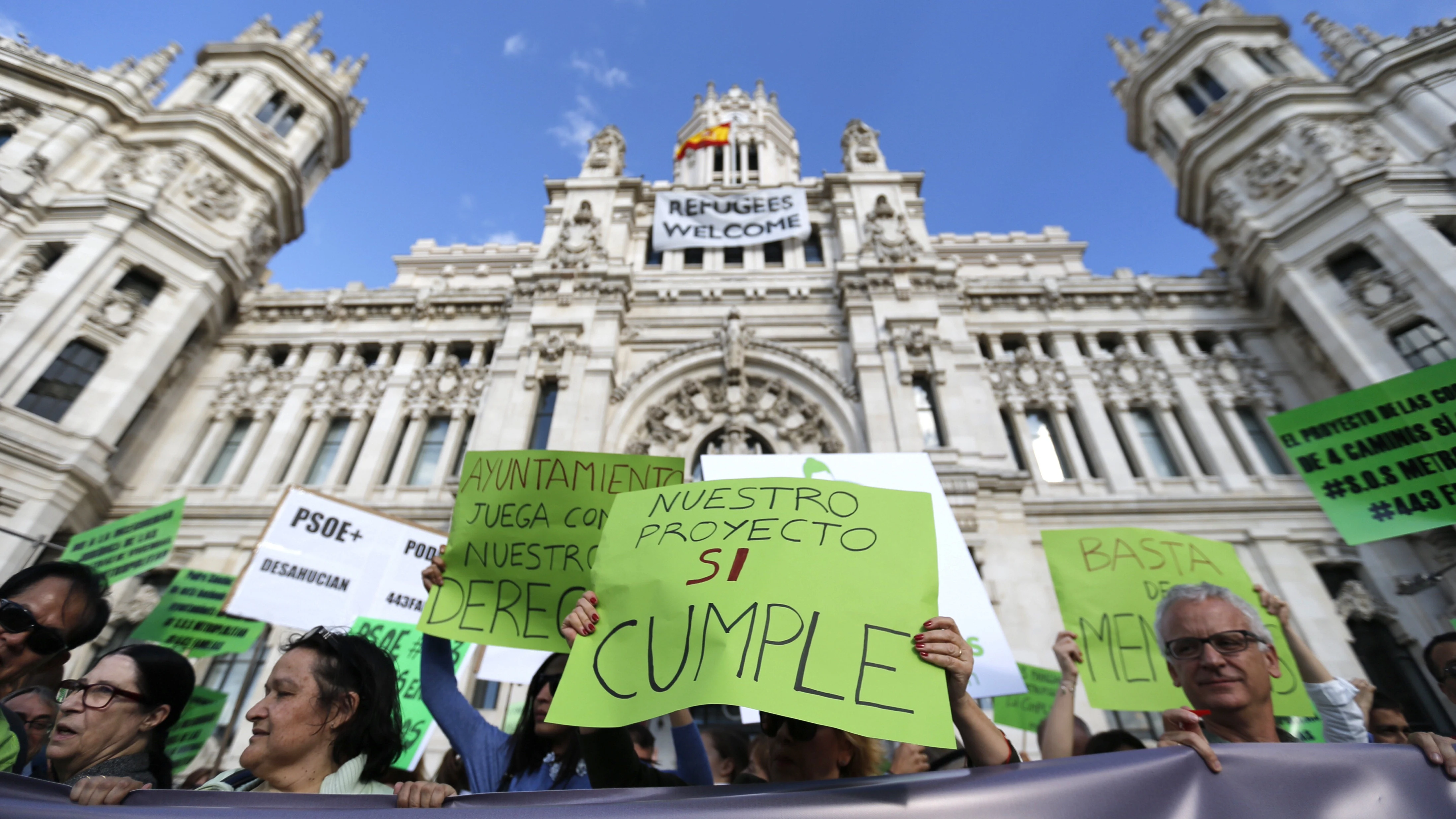 Protesta ante el Ayuntamiento de Madrid