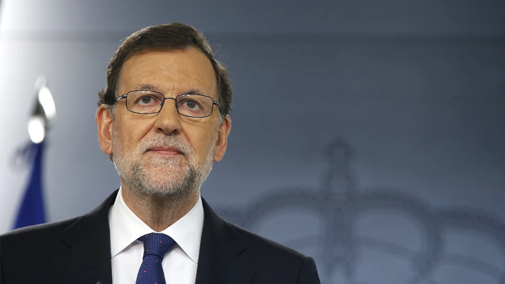 Mariano Rajoy compareciendo en la Moncloa