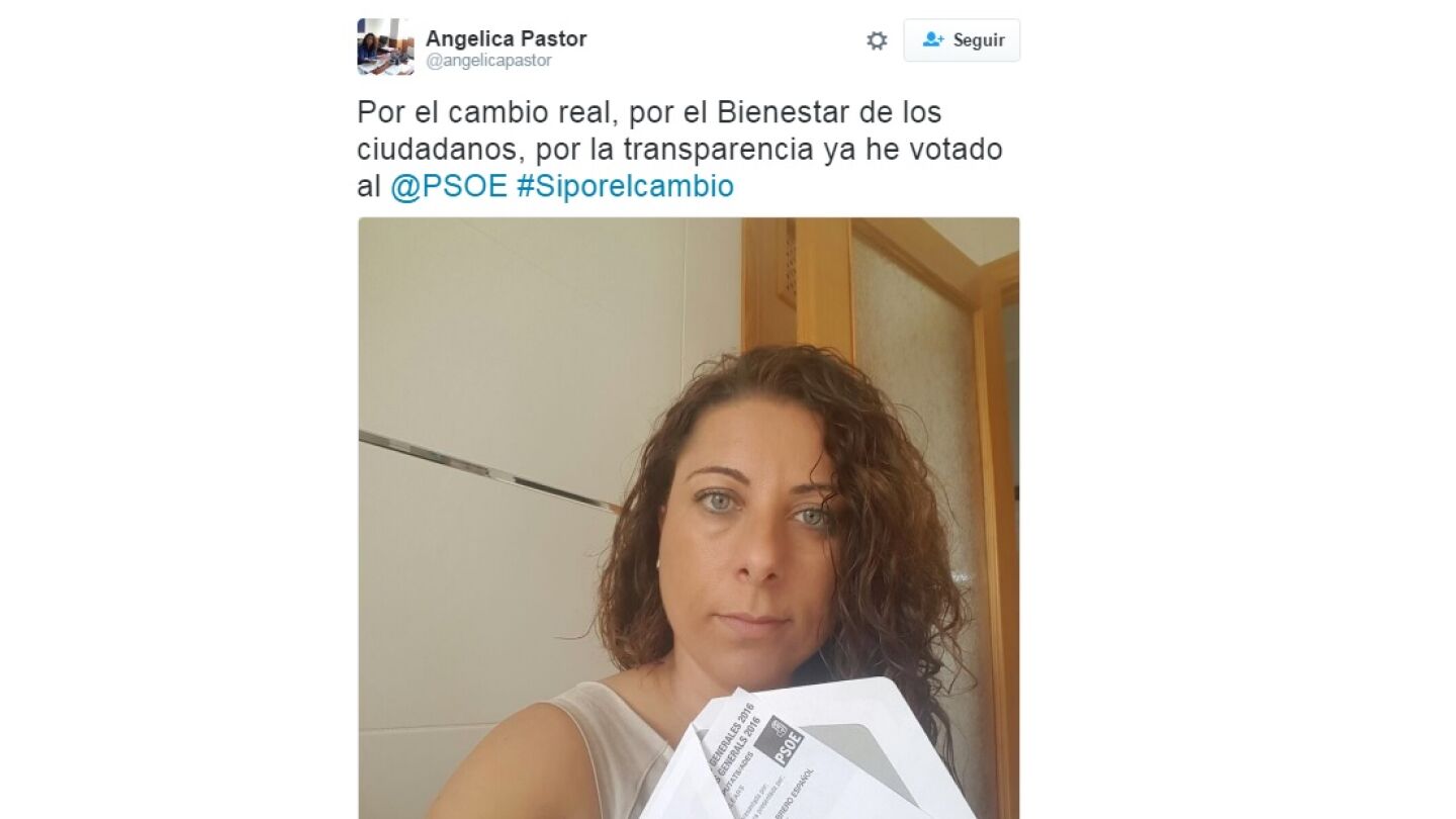 El tuit de Ang&eacute;lica Pastor