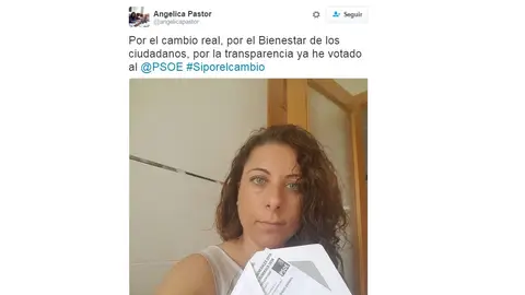 El tuit de Angélica Pastor El tuit de Angélica Pastor