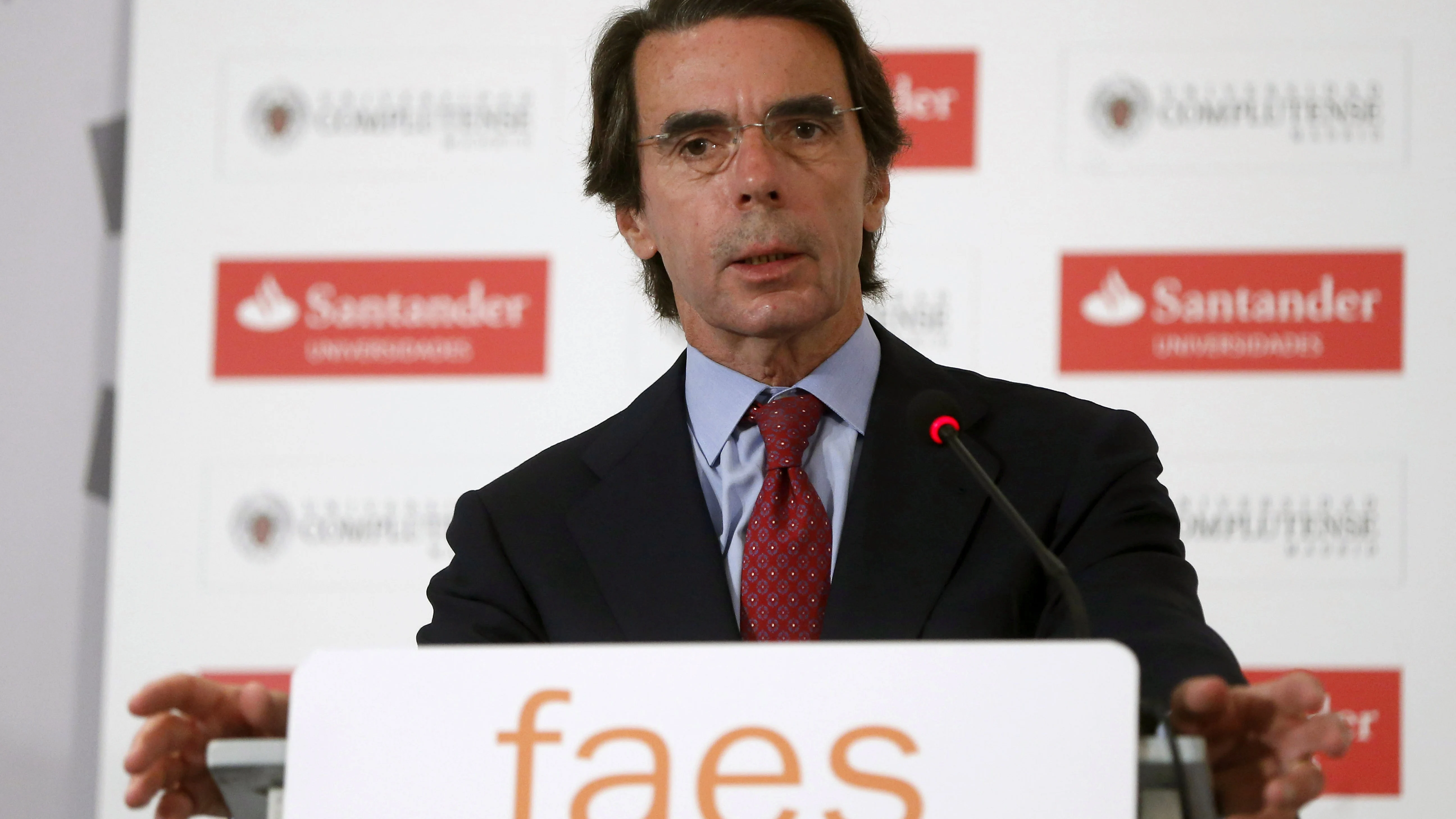  José María Aznar, durante un acto de FAES