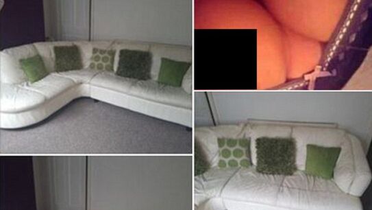 Imagen de los pechos de la joven en el anuncio de venta del sof&aacute;.