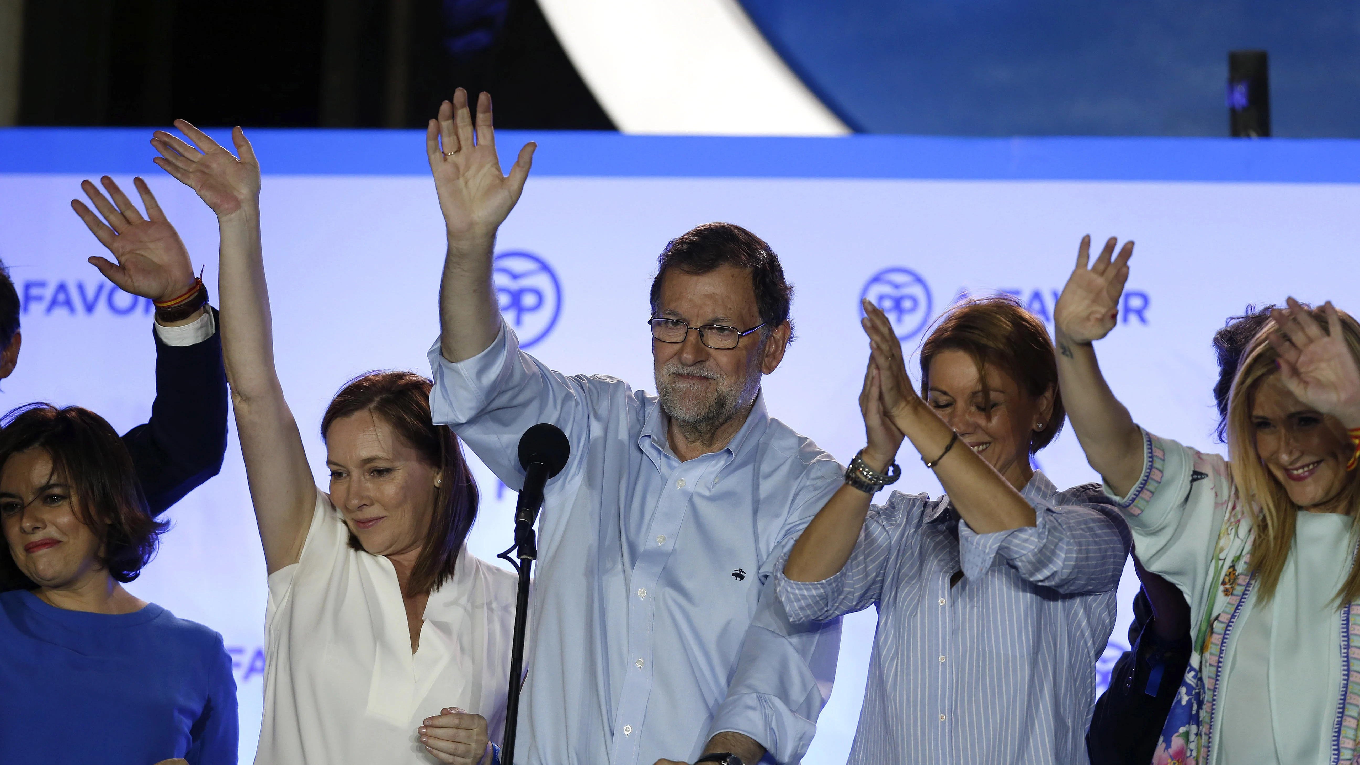 Mariano Rajoy, en el balcón de Génova