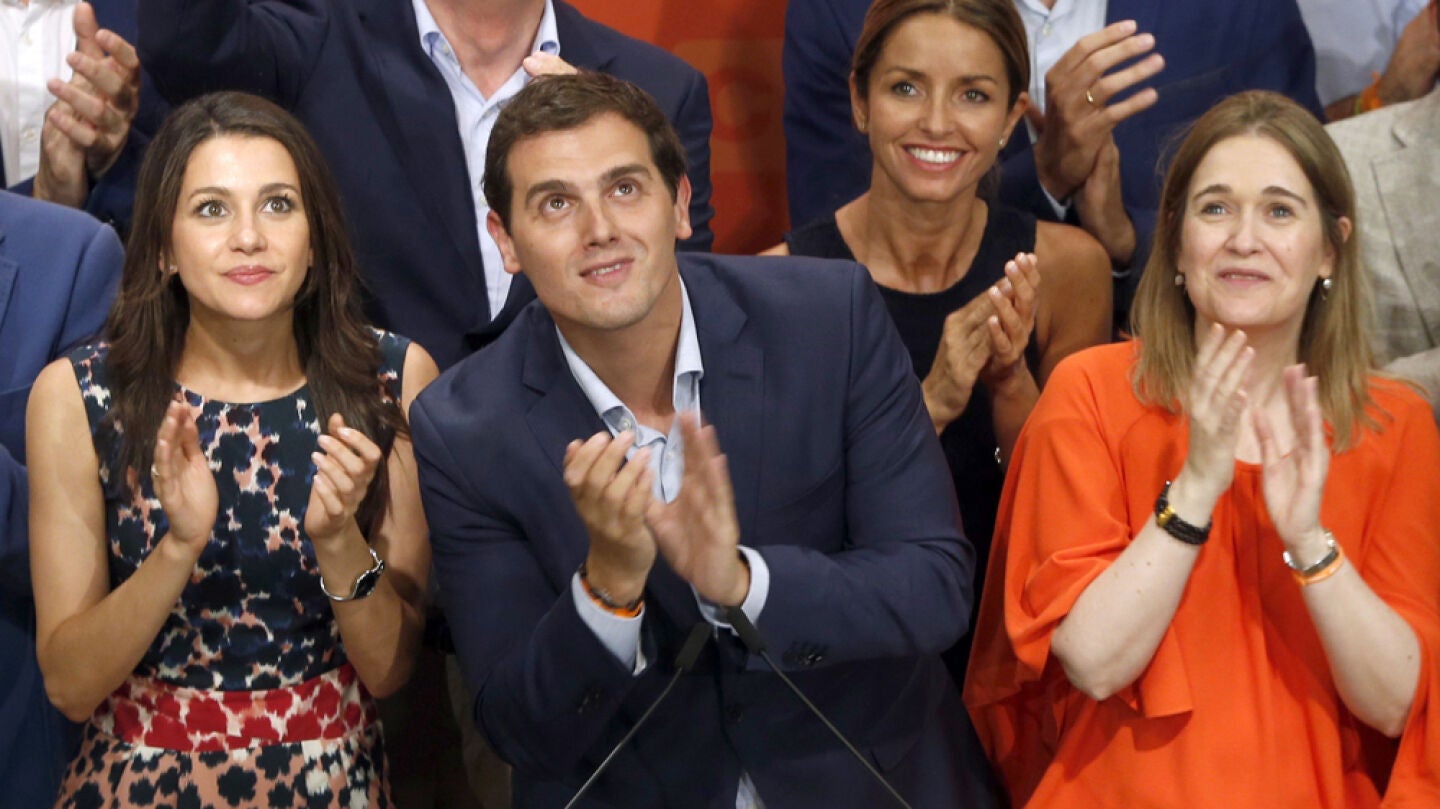 Albert Rivera junto a In&eacute;s Arrimadas y Marta Rivera de la Cruz
