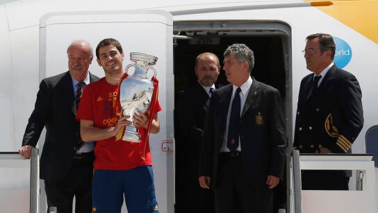 Vicente del Bosque, Iker Casillas y &Aacute;ngel Mar&iacute;a Villar
