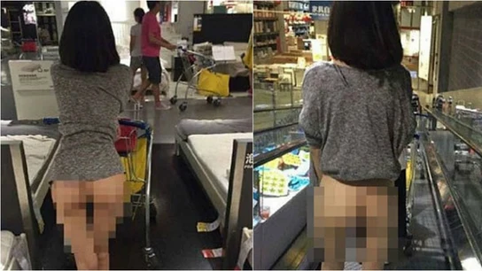 Una mujer compra desnuda en Ikea Una mujer compra desnuda en Ikea