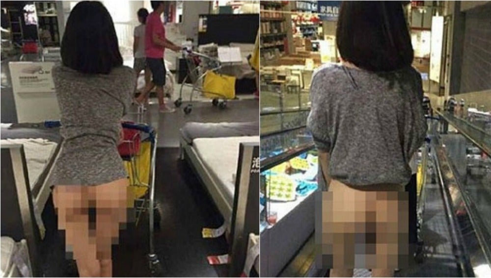 Una mujer compra desnuda en Ikea